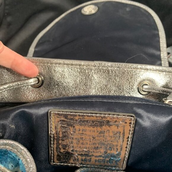 AUTHENTIC Limited Edition Coach Poppy Blue Sequin Backpack Bag - Picture 6 of 8